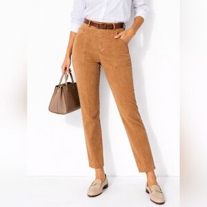 SPANX Stretch Twill Slim Straight Pull On Pants XL Acorn cognac Shaping Pockets